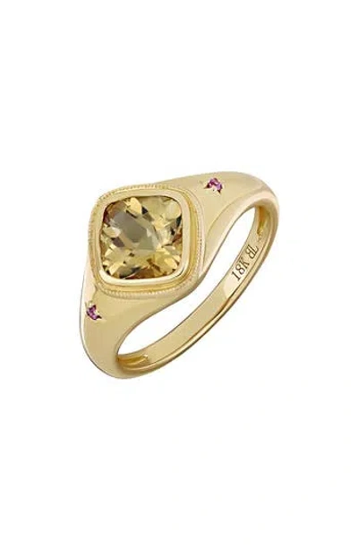 Bony Levy Iris Bezel Set Citrine Signet Ring In Gold