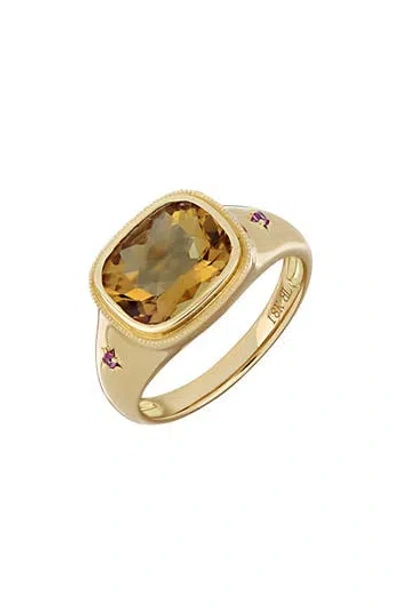Bony Levy Iris Bezel Set Citrine Signet Ring In Brown