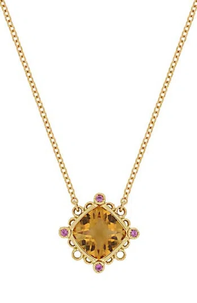 Bony Levy Iris Citrine & Pink Sapphire Pendant Necklace In Gold