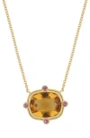 Bony Levy Iris Citrine & Pink Sapphire Pendant Necklace In Brown