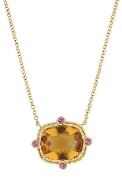 Bony Levy Iris Citrine & Pink Sapphire Pendant Necklace In Brown