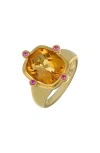 Bony Levy Iris Citrine & Pink Sapphire Statement Ring In Gold