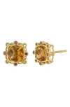 Bony Levy Iris Citrine & Pink Sapphire Stud Earrings In Brown
