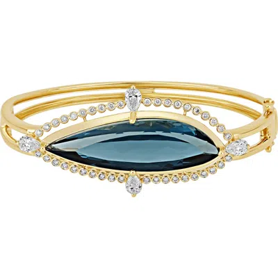 Bony Levy Iris London Blue Topaz & Diamond 18k Gold Bangle Bracelet