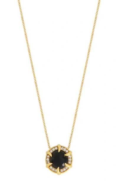 Bony Levy Iris Onyx & Diamond Halo Pendant Necklace In Gold
