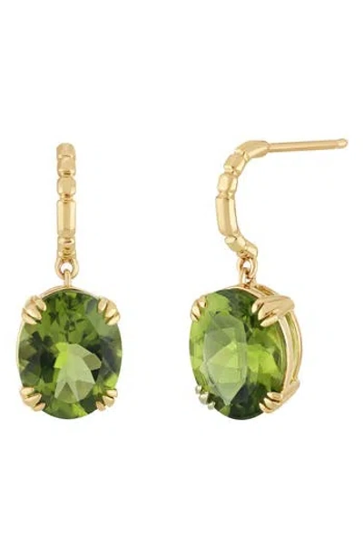 Bony Levy Iris Oval Cut Peridot Drop Earrings In Gold