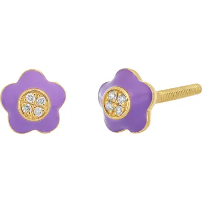 Bony Levy Kids' Flower Diamond Stud Earrings In 18ky