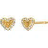 Bony Levy Kiera Beaded And Diamond Heart Stud Earrings In 18k Yellow Gold