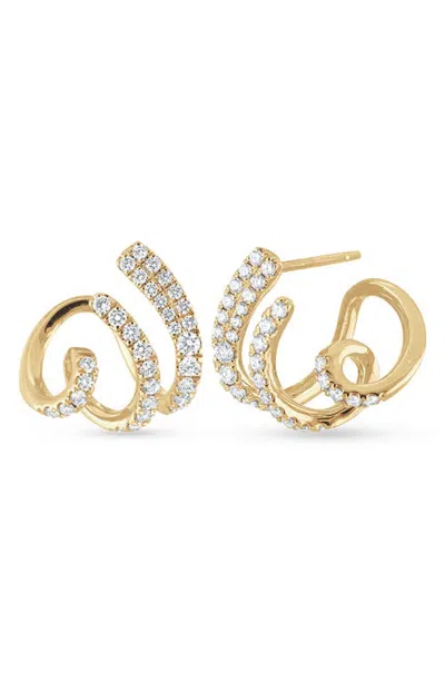 Bony Levy Liora 18k Gold Diamond Wavy Wrap Stud Earrings In Gray