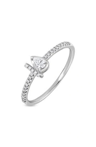 Bony Levy Maya Pear Cut Diamond Pavé Ring In Silver