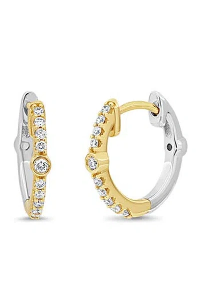 Bony Levy Maya Two-tone 18k Gold Diamond Hoop Earrings In Pattern