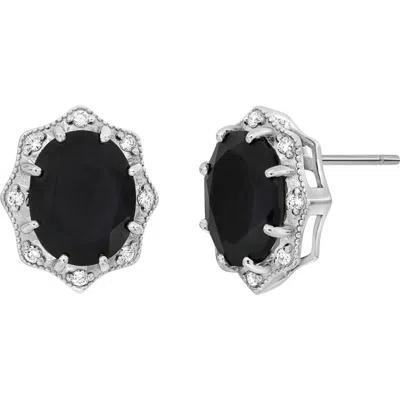 Bony Levy Midnight Blue Sapphire & Diamond Stud Earrings In 18k White Gold
