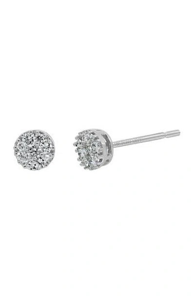 Bony Levy Mika 18k White Gold Pavé Diamond Round Stud Earrings In Silver