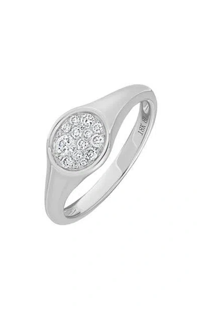 Bony Levy Mika 18k White Gold Pavé Diamond Signet Ring