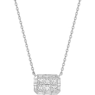 Bony Levy Mika Diamond Small Square Pendant Necklace In Metallic