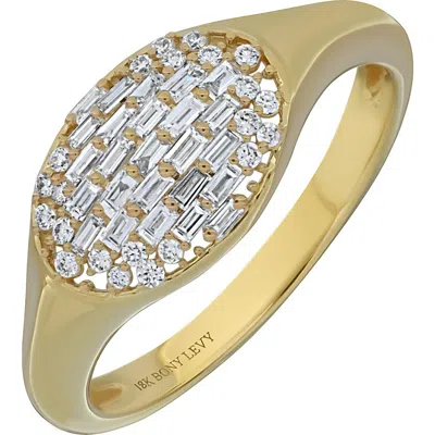 Bony Levy Mika Oval Diamond Cluster Signet Ring In 18k Yellow Gold