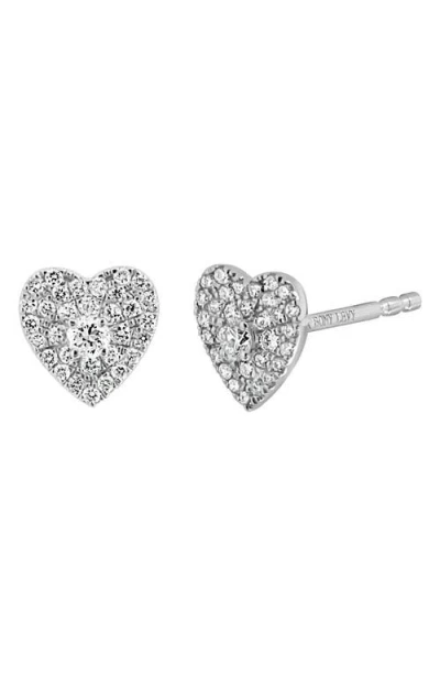 Bony Levy Mika Pavé Diamond Heart Stud Earrings In 18k White Gold