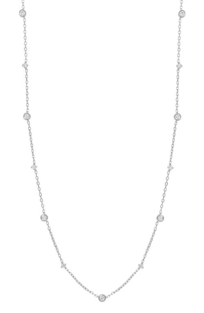 Diamond Station Necklace White Gold