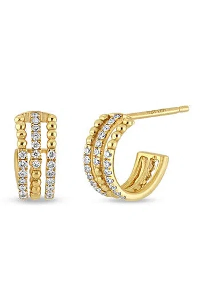 Bony Levy Mykonos 18k Yellow Gold Diamond Triple Hoop Earrings