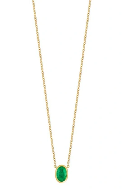 Bony Levy Oval Emerald Pendant Necklace In Gold