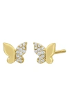 Bony Levy Pavé Diamond Butterfly Stud Earrings In 18k Yellow Gold