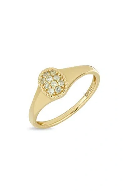 Bony Levy Pavé Peridot Oval Signet Ring In Gold