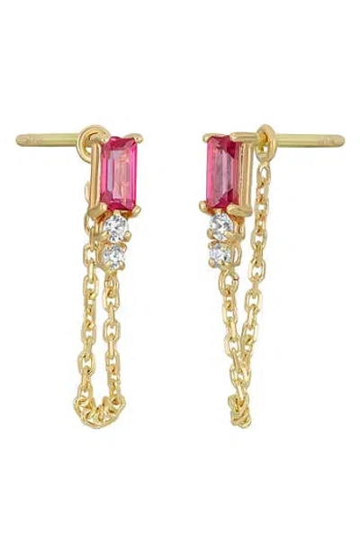 Bony Levy Pink Topaz & Diamond 14k Gold Chain Drop Earrings In Multi