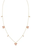 Bony Levy Pink Tourmaline Butterfly Charm Station Necklace In Gold