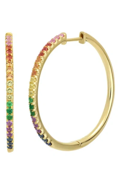 Bony Levy Rainbow Sapphire Hoop Earrings In 18k Yellow Gold
