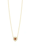 Bony Levy Ruby & Diamond Heart Pendant Necklace In 18k Yellow Gold