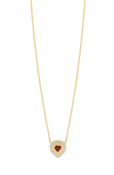 Bony Levy Ruby & Diamond Heart Pendant Necklace In 18k Yellow Gold