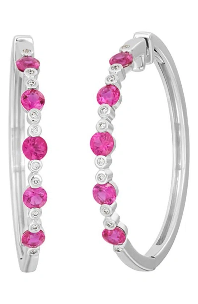 Bony Levy Ruby & Diamond Hoop Earrings In 18k White Gold
