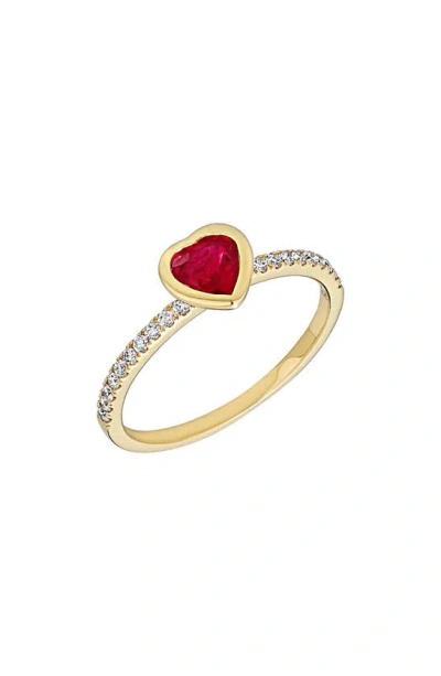 Bony Levy Ruby Heart & Diamond Ring In Gold