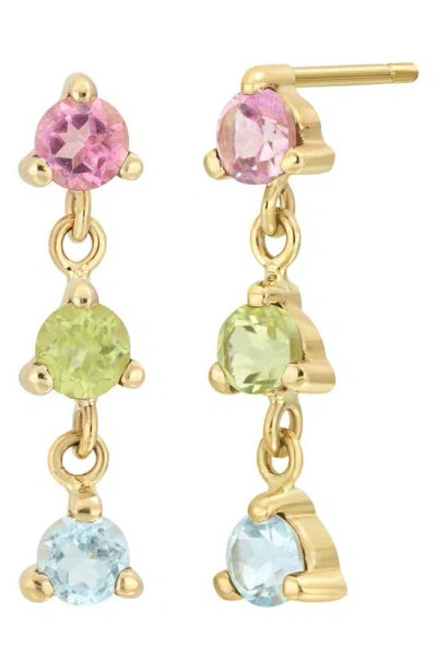 Bony Levy Blc Semiprecious Stones Drop Earrings In 14k Yg Pink Blue Topaz Peridot