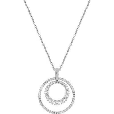 Bony Levy Solstice 18k Gold Double Diamond Circle Pendant Necklace In Silver