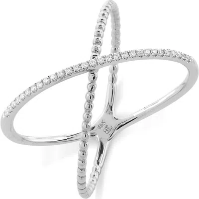Bony Levy Stackable Crossover Beaded Diamond Ring In White Gold
