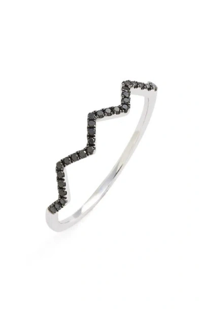 Bony Levy 'stackable' Zigzag Diamond Ring In Black Diamond/white Gold