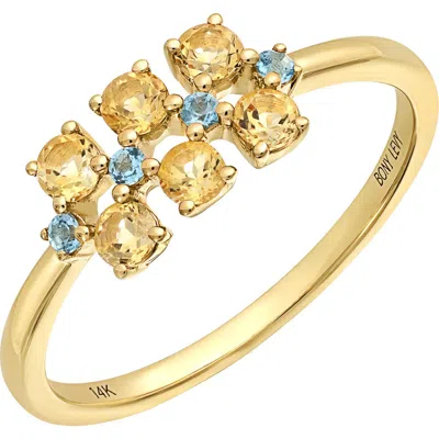 Bony Levy Three-row Semiprecious Stone Pendant Ring In Gold