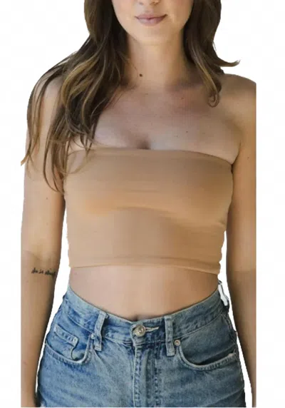 Boob-eez Hunter Bandeau Crop Top In Nude In Brown