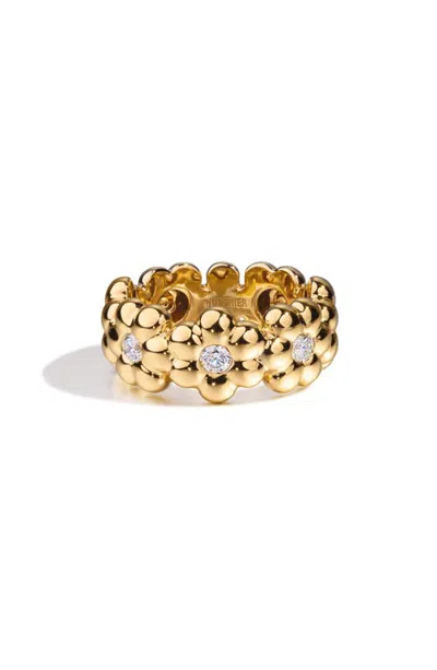 Boochier 18k Gold Diamond Flower Puff Ring