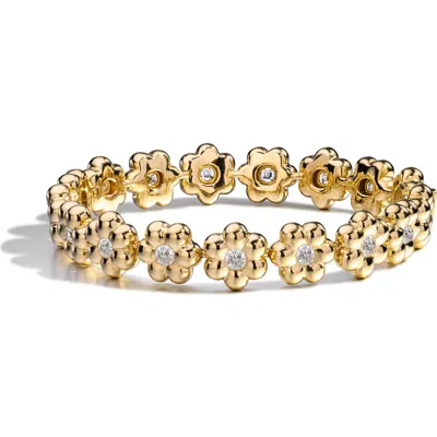Boochier Diamond Flower Puff Bracelet In Gold