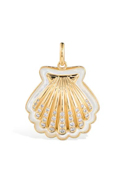 Boochier Jumbo Diamond Seashell Pendant In Gold