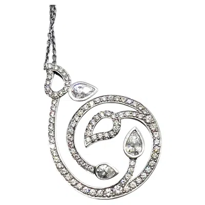 Pre-owned Boodles 18k White Gold Pear Cut And Round Diamond Openwork Spiral Pendant Neckla