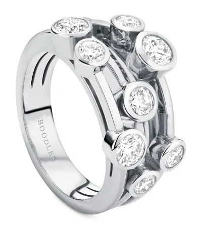 Boodles Platinum And Diamond Classic Raindance Ring In Silver