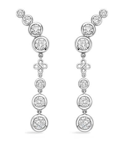 Boodles Platinum And Diamond Long Beach Earrings In Silver