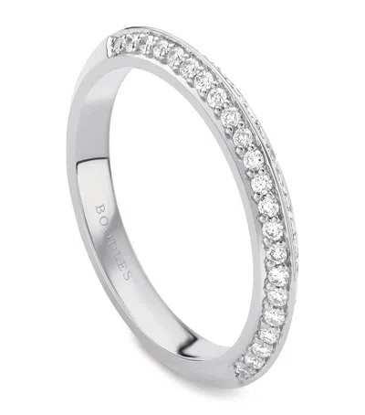 Boodles Platinum And Diamond Petal Wedding Ring In Silver