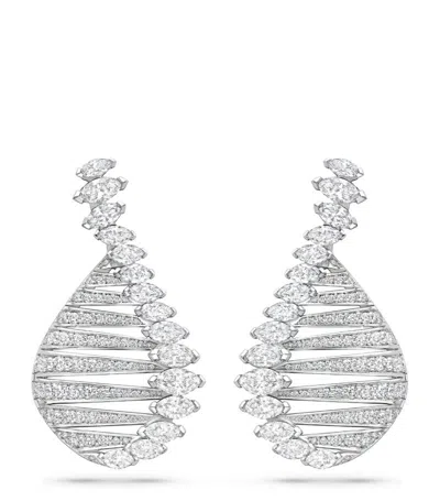 Boodles Platinum And Diamond Play Of Light Drop Earrings In Silver