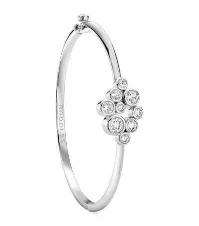 Boodles Platinum And Diamond Raindance Cluster Bangle In Silver