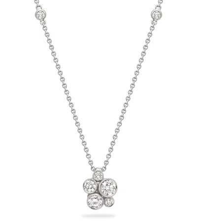 Boodles Platinum And Diamond Raindance Cluster Pendant In Silver
