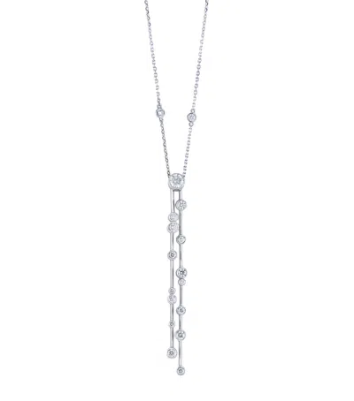 Boodles Platinum And Diamond Raindance Double Drop Pendant Necklace In Metallic